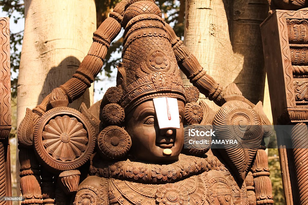Wooden Idol Of Lord Venkateswara Tirupati Balaji Stock Photo - Download  Image Now - Tirupati, Chakra, God - iStock