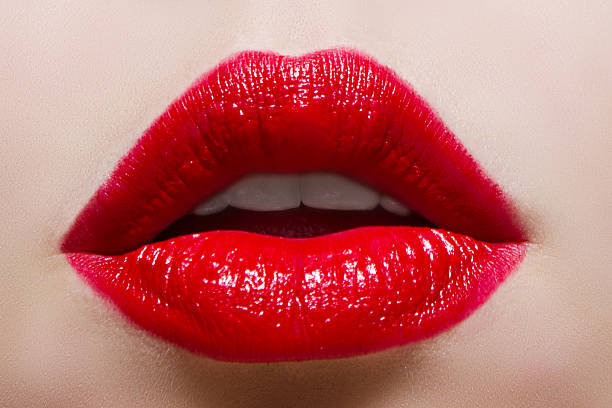 istock Close up beauty photo with red lips. 516368140