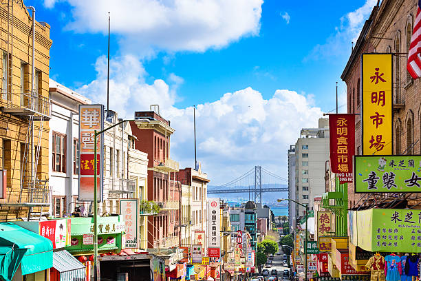 chinatown in san francisco - chinatown san francisco chinatown san francisco county cityscape stock-fotos und bilder