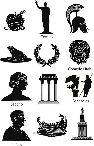 ilustrações de stock, clip art, desenhos animados e ícones de mitologia grega ícones - sophocles