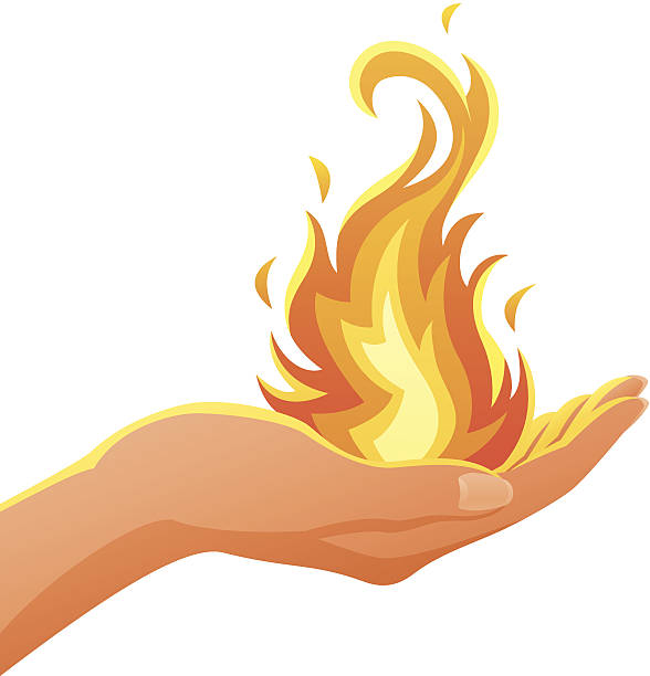 Hand Toching Fire Hand Holding Fire
