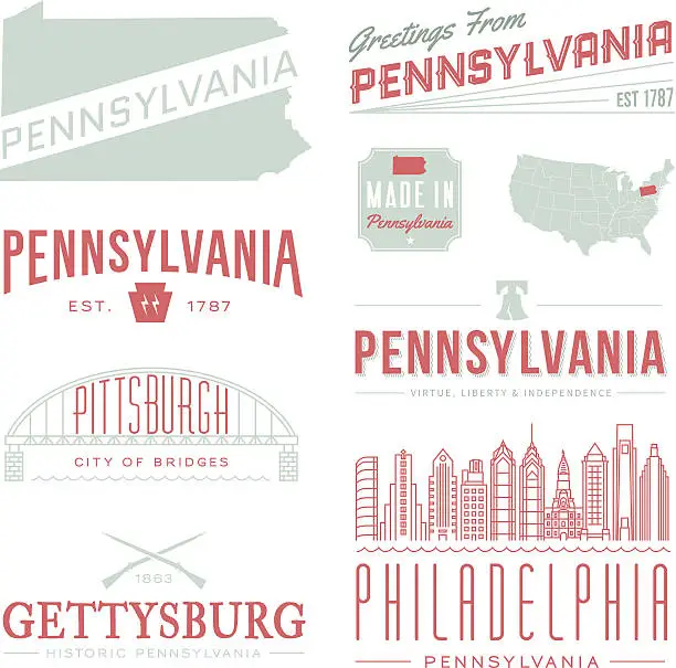 Vector illustration of Pennsylvania Typography