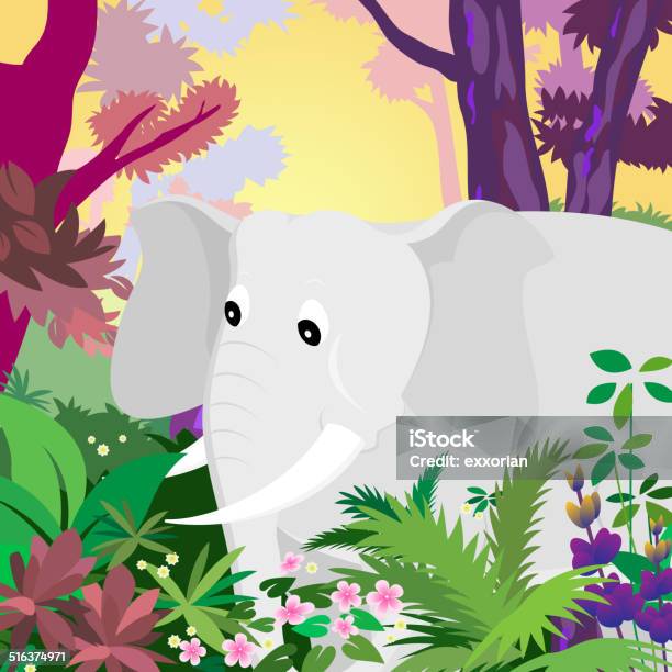 Elephant In The Jungle Stock Illustration - Download Image Now - African Elephant, Amazon Rainforest, Amazon Region