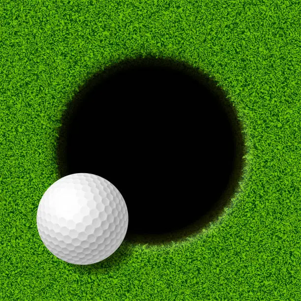 Vector illustration of Golf ball on lip of cup