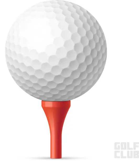 Vector illustration of Golf ball on red tee