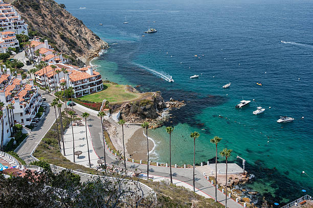 vista aérea da ilha de catalina resort - public building blue channel travel - fotografias e filmes do acervo
