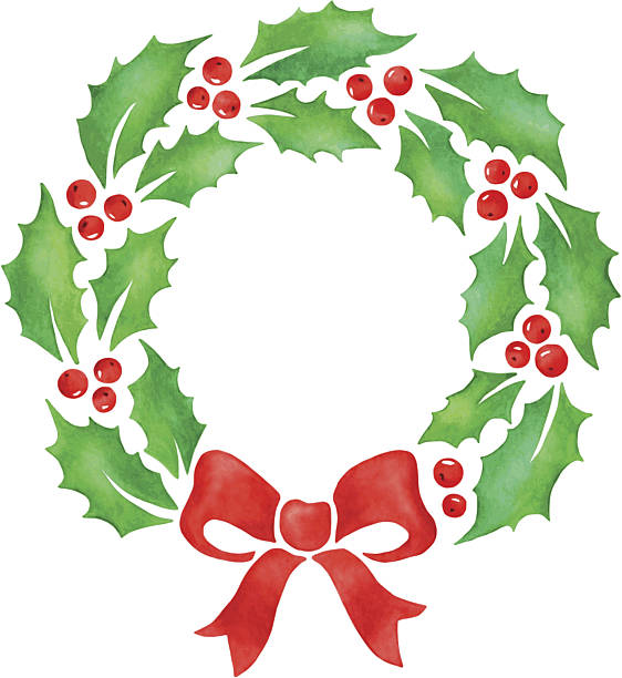 ilustrações de stock, clip art, desenhos animados e ícones de coroa de natal - wreath christmas bow holiday