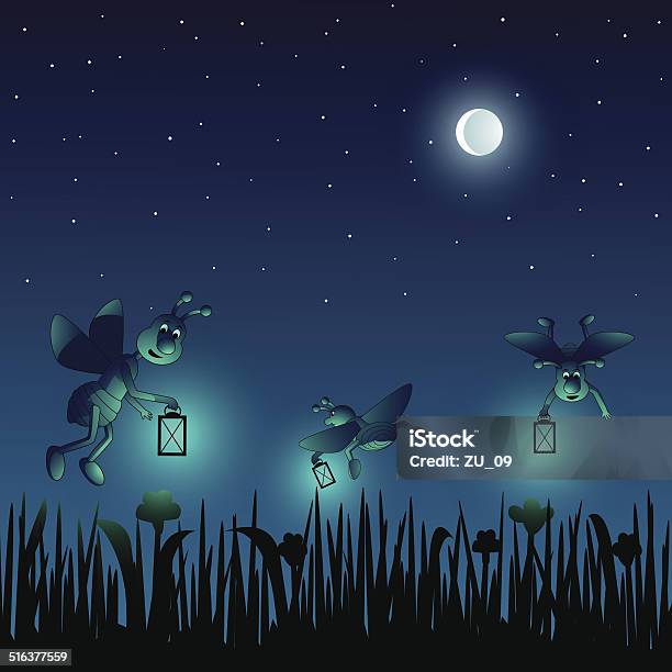 Fireflies Stock Vektor Art und mehr Bilder von Leuchtkäfer - Leuchtkäfer, Beleuchtet, Insekt