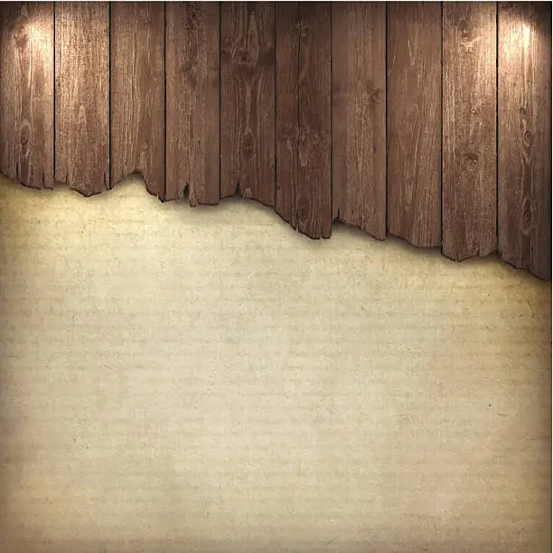 Vector illustration of Broken Wood Board on Grungy Background