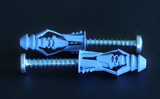 앵커, 스크류 세트 - screw threaded construction equipment blue 뉴스 사진 이미지