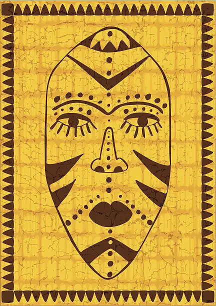 Vector illustration of golden african mask