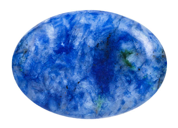 ovale lapis lazuli (lazurite minerale con pietre preziose - lazurite foto e immagini stock