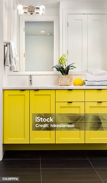 Sink In Master Bathroom In Luxury Home Stock Photo - Download Image Now - Yellow, Multi Colored, Kitchen