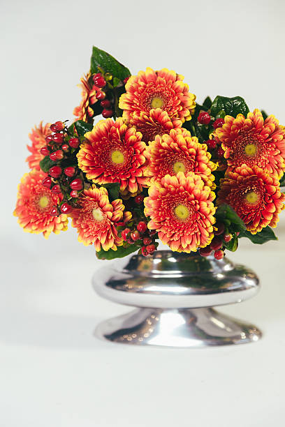 istock Bouquet of red gerberas on a white background 516389942