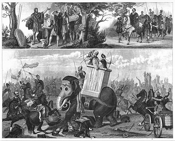 Ancient Warriors in Battle Engraved illustrations of Scenes of Ancient Warriors Warriors from Iconographic Encyclopedia of Science, Literature and Art, Published in 1851. Copyright has expired on this artwork. Digitally restored. military funeral stock illustrations
