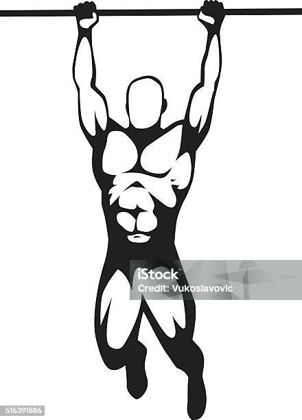 Pull Up Vector Illustration Stock Illustration - Download Image Now - Chin-Ups, One Woman Only, Active Lifestyle