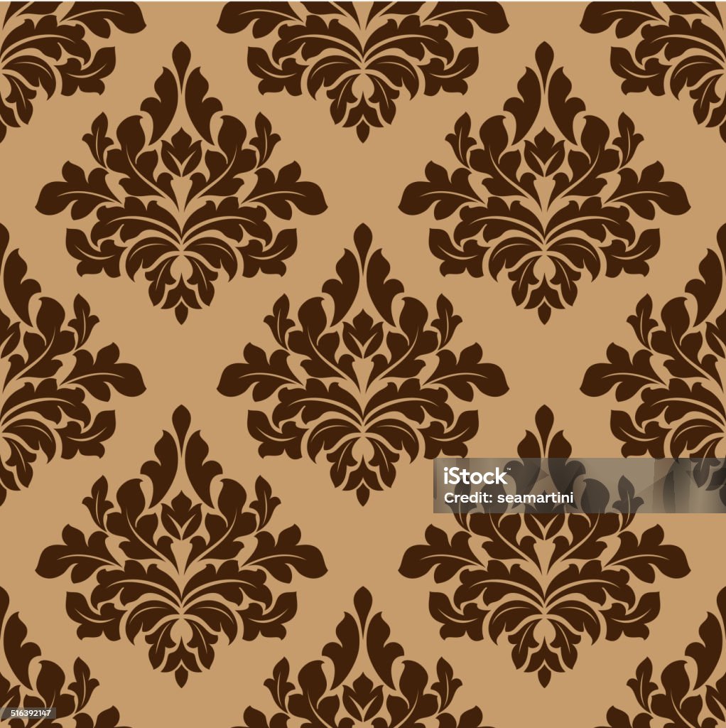Damask seamless pattern in brown colors Damask seamless pattern in brown colors for wallpaper and fabric design Abstract stock vector