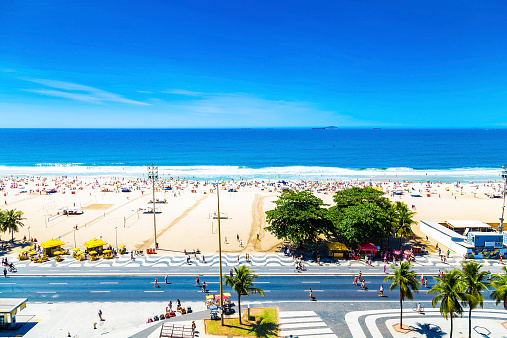 Rio de Janeiro, Brazil - November 3, 2013: Aerial view of Copacabana Beach in Rio de Janeiro, Brazil