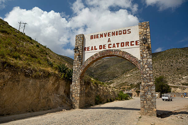 Real de Catorce welcome sign stock photo