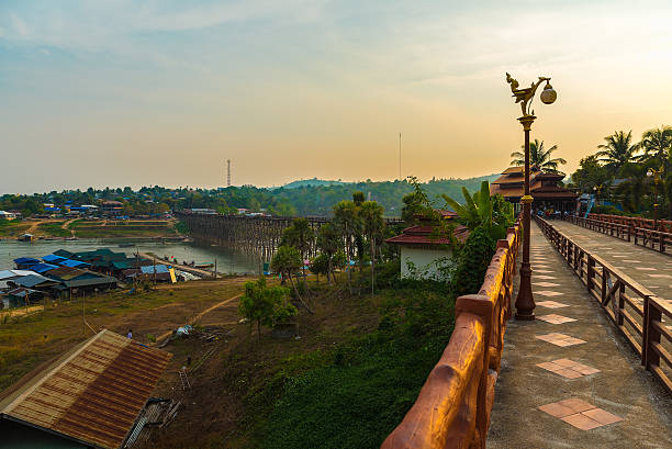 istock Red bridge and Mon bridge in Thailand. 516396450