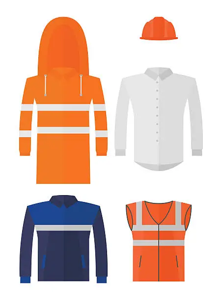 Vector illustration of Set of different kinds protective work wear
