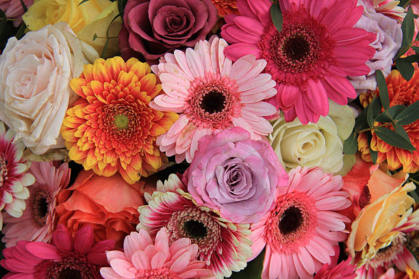 istock Gerberas and roses in bridal bouquet 516396570