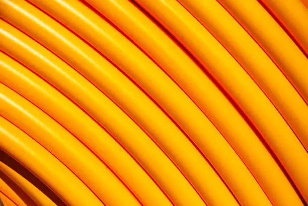 Closeup of a yellow internet cable roll