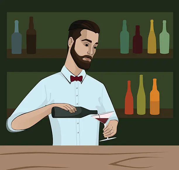 Vector illustration of bartender, barman