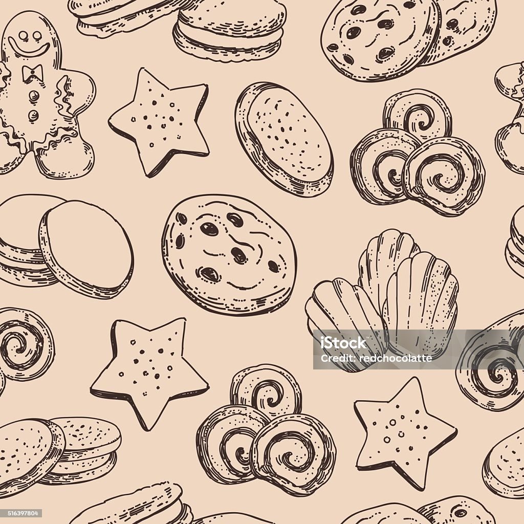 Patterned Cookie Background Cookies Seamless Background Vector Pattern With Sweet Bakery Stock ...