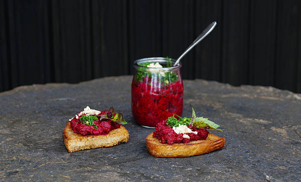 istock beetroot appetizer with garlic and olive oil on rye-bread 516397935
