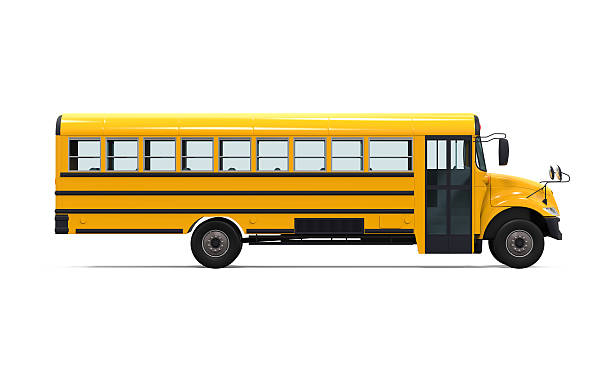 Yellow School Bus Yellow School Bus isolated on white background. 3D render school buses stock pictures, royalty-free photos & images