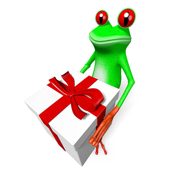 30+ Frog Gift Three Dimensional Shape Christmas Stock Photos