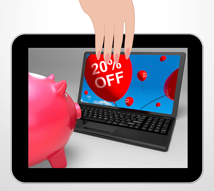 Twenty Percent Off Laptop Displaying Online Products Discounted 20
