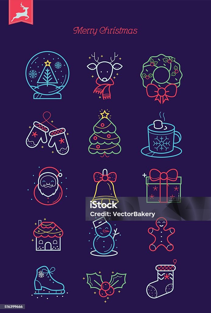 Set of flat Christmas icons Candle stock vector