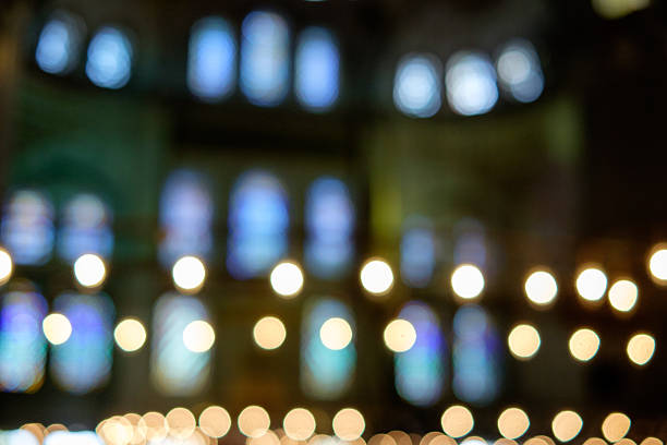 Interior of the Sultanahmet Mosque Blue Mosque in Istanbul, Turkey. Selective focus