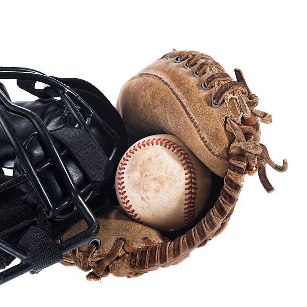istock Cather's mask, glove and baseball on a white background 516400932