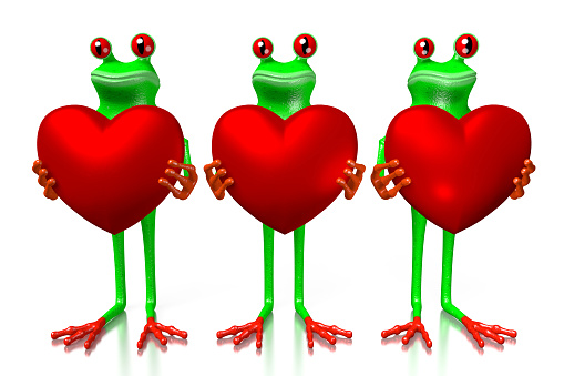 3D frog and heart motive - great for topics like Valentines, love, romance etc.