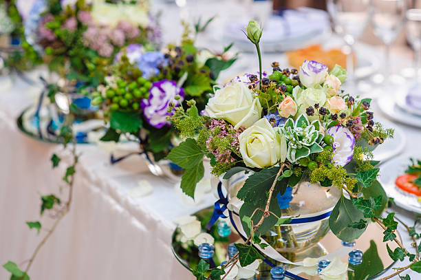 istock beautiful decorations of flowers at the wedding table 516402846