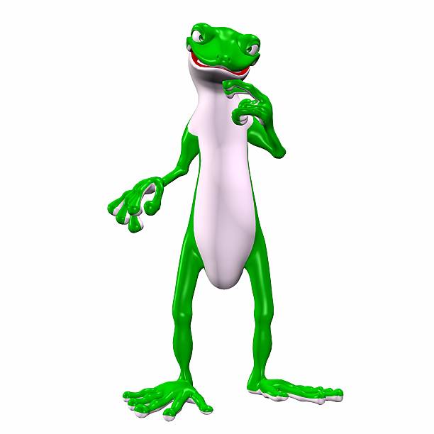 istock Illustration of a standing green lizard 516408077