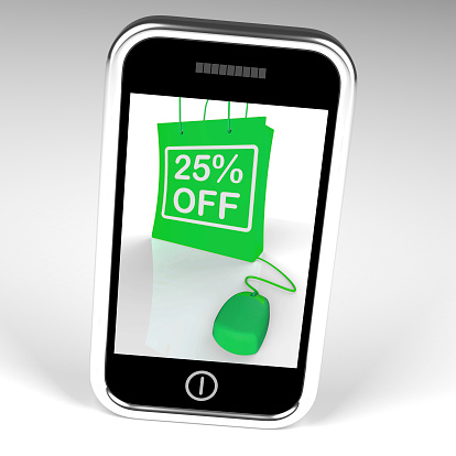 Twenty-five Percent Off Bag Displaying Online Shopping 25  Discounts