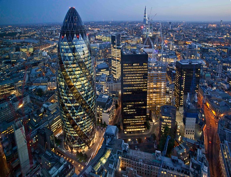 City of London Skyline At Sunset, United Kingdom