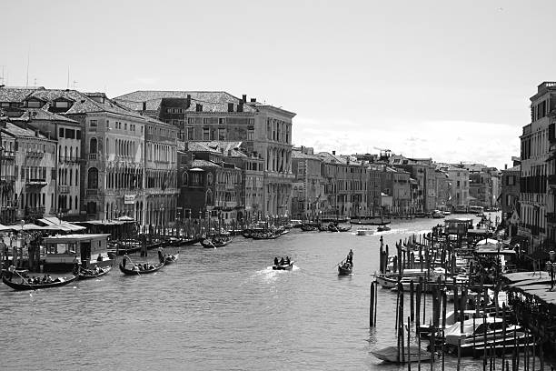 istock Venice canal in beautiful spring evening, black and white 516414295