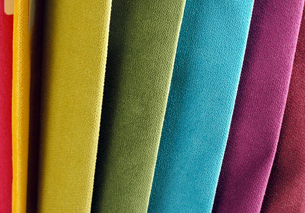 istock Bright collection of colorful velour textile samples. Fabric texture background 516414452