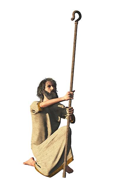 бородатая облачённый отшельник с пастух крук - shepherds staff стоковые фото и изображения