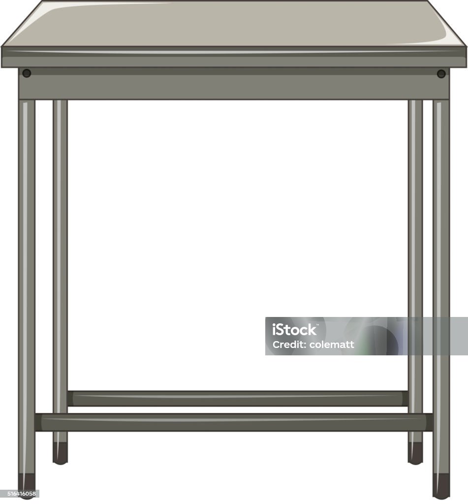 Metal Table On White Background Stock Illustration - Download Image Now
