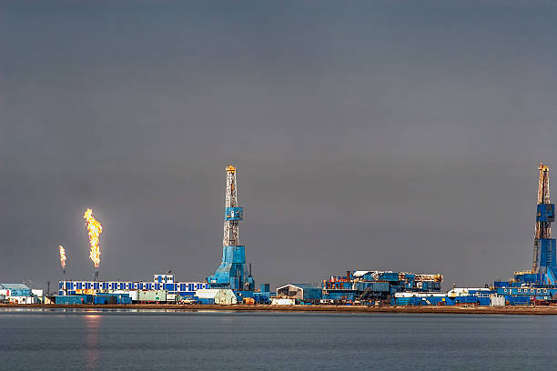 Oil infrastructure at Prudhoe Bay stock photo