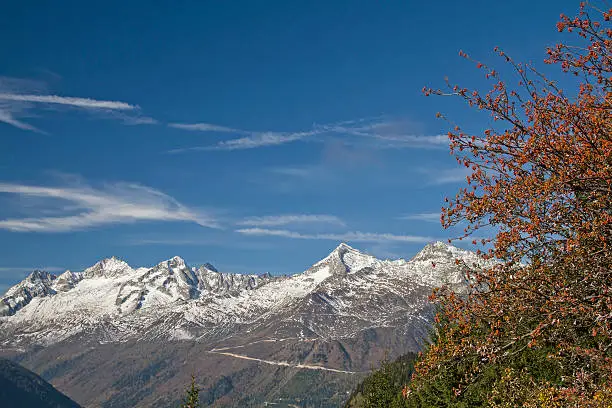 Leventina Airolo at the driveway to the Gotthard Pass in autumn