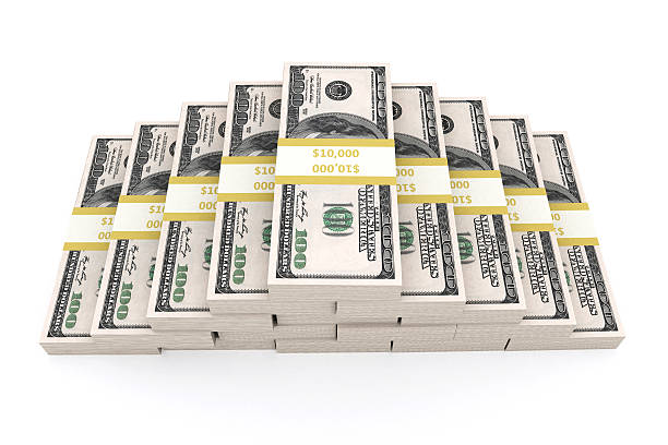 istock Stack of 100 dollars USA on white background. 516425417