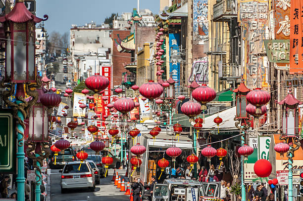 chinatown-san francisco - chinatown san francisco chinatown san francisco county cityscape stock-fotos und bilder