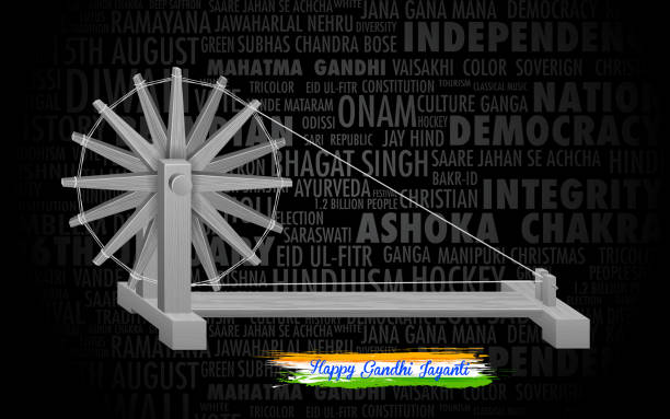 Spinning wheel on India background for Gandhi Jayanti illustration of spinning wheel on India background for Gandhi Jayanti Gandhi Jayanti stock illustrations